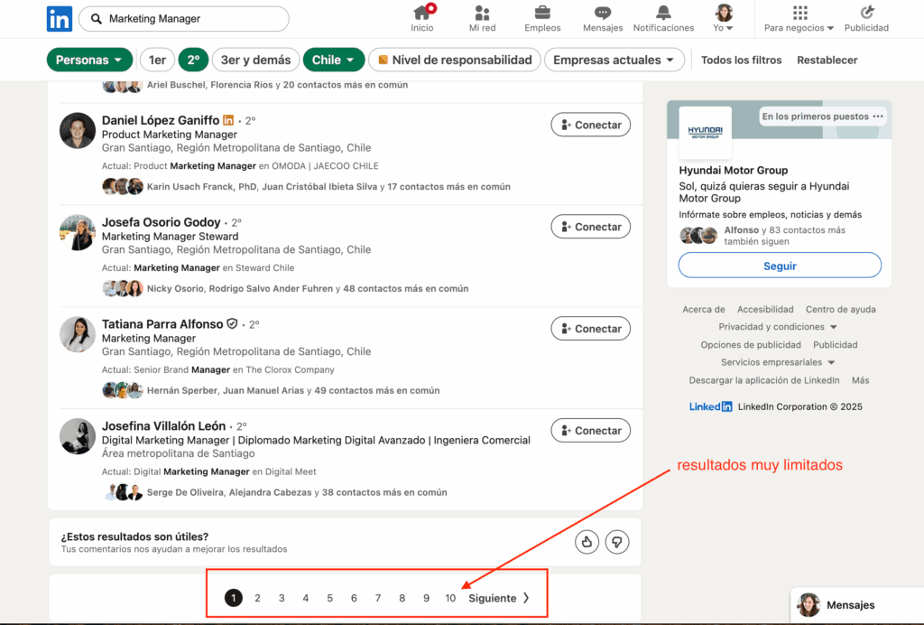 linkedin gratuito, resultados limitados
